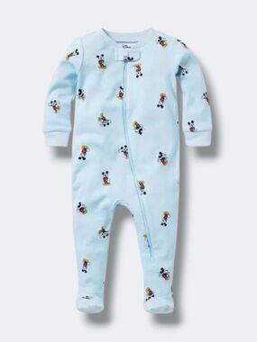 Janie and Jack Disney Mickey Mouse Sleeper Baby 6-12M Blue Zip One Piece Pajama